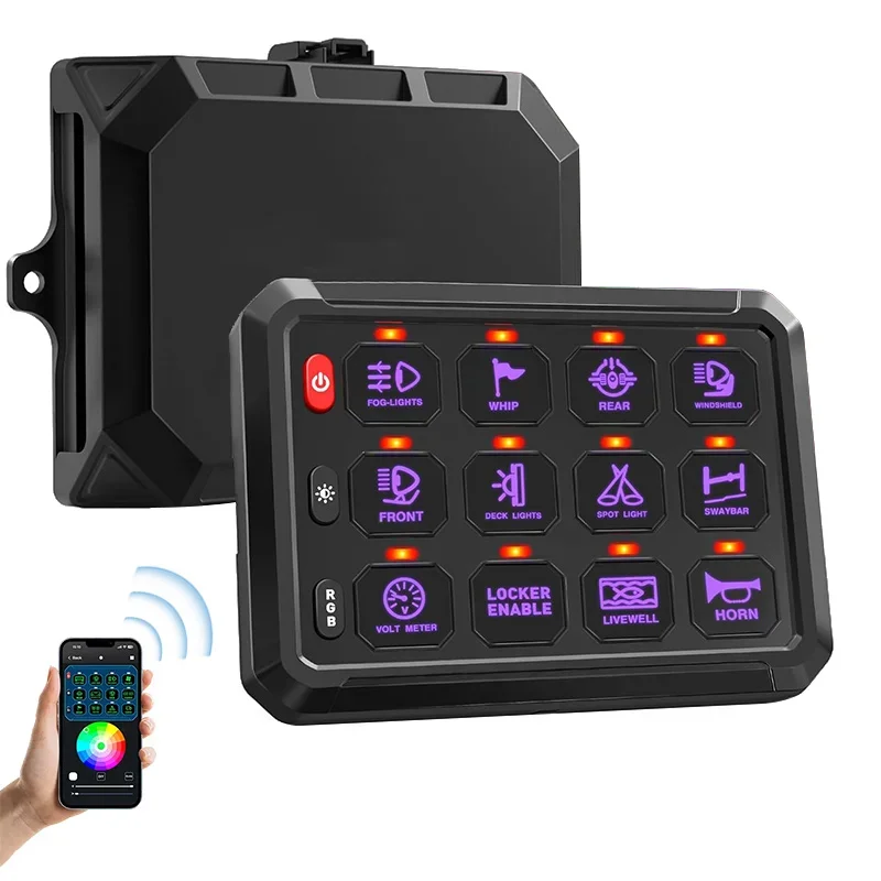 12 Gangs RGB LED On-Off Switch Panel bluetooth APP Control Universal Lights Electronic Power Relay Control System