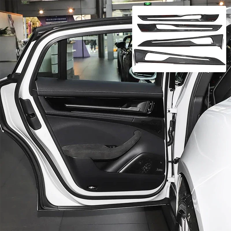 For Porsche Panamera 976 972 GTS 2024+ Real Carbon Fiber Car Inner Door Panel Trim Frame Cover Sticker Car Interior Accessories