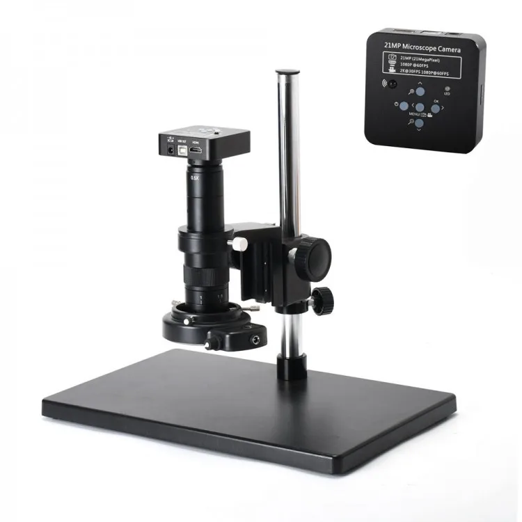 HY-1138A 21MP Camera 4K Video Record 1080P Industrial Microscope W/ 180X Lens USB Output 60LEDs