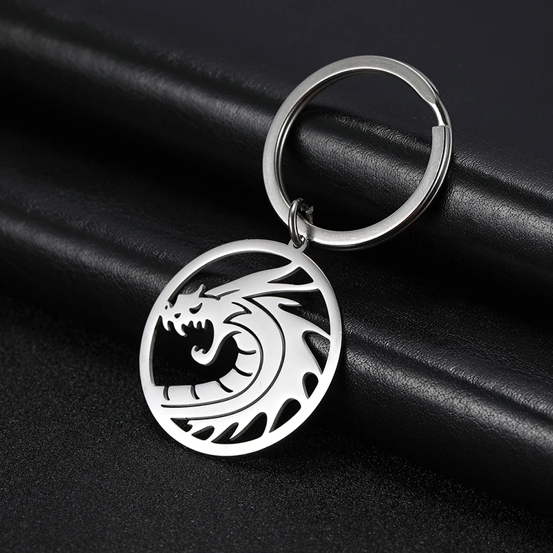 JDZQJ Evil Dragon Pengdant Keychain for Men Stainless Steel Keychains Vintage Style Fashion Birthday Jewelry Gifts August New In