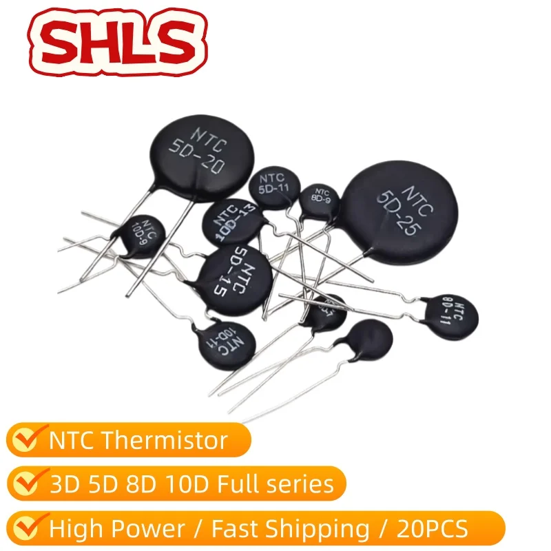10PCS NTC Thermistor Power Type 3D 8D 10D Series 3D-25 5D-9 
