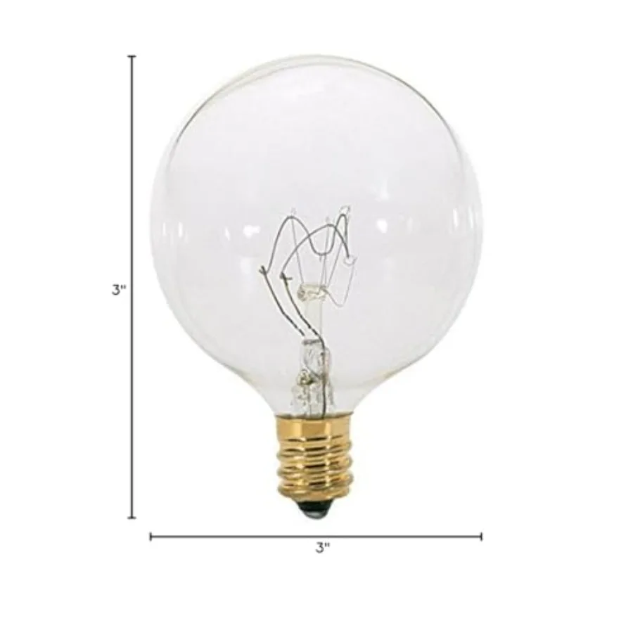 25G16 1/2 Incandescent Globe Light, 25W E12 G16 1/2, Clear Bulb [Pack of 12]