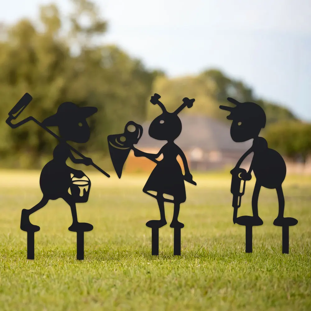 

DDPNKL Набор металлических садовых кольев из муравьев: рабочий декор муравьев, металлическое художественное украшение для садового газона, наружный декор, металлические скульптуры