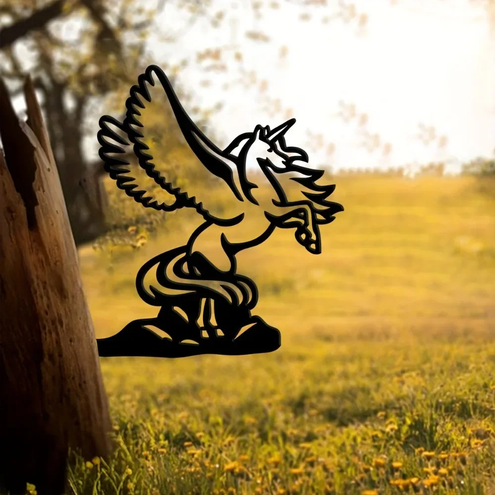 CIFBUY Pegasus Silhouette Iron Wall Art Metal Sculpture Rust Proof Outdoor Home Hanging Decor Gift Plaque Sign