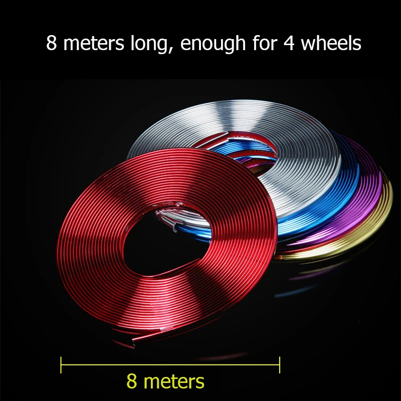 8M Car Stickers Car Vehicle Color Wheel Edge Rims Protectors Decor Strip Tire Guard Line Rubber Moulding Trim Tire Protection