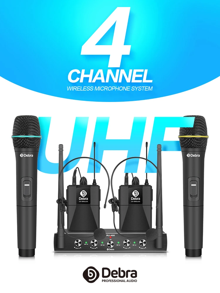 Debra Audio AU400 UHF Pro 4channel bodypack Lavalier & Headset