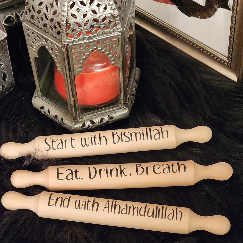 3pcs Bismillah Alhamdulillah Rolling Pin for Home Kitchen Decor Farmhouse Style Ramadan Vibes Eid Gift Muslim Art Pieces Islamic