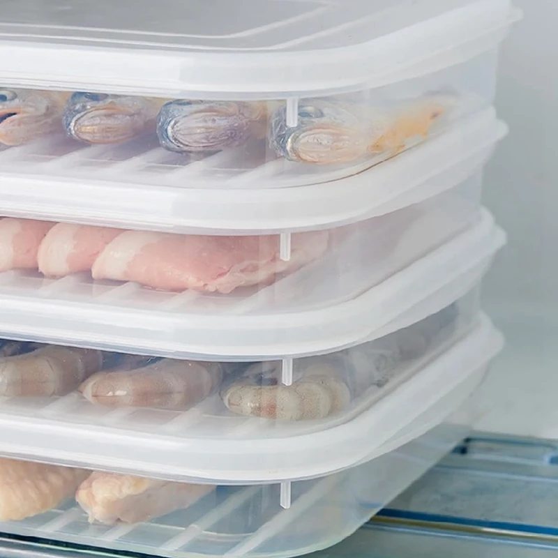 Refrigerator Fresh-Keeping Storage Box Home Transparent PE Soft Cover Stackable Food Grade Preservation Box Durable