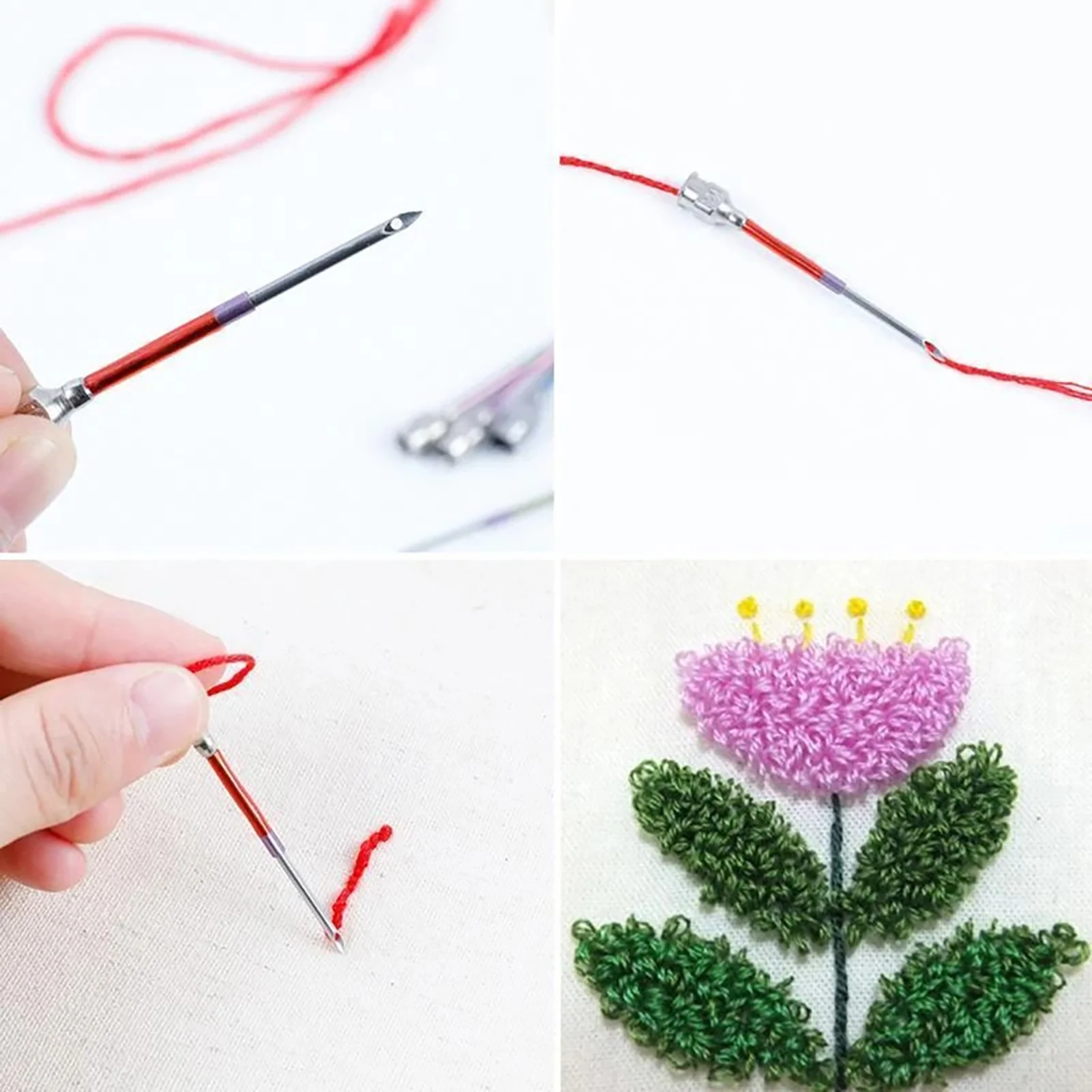 Punch Needle Embroidery Kits Handle Punch Needle Metal Tube Ergonomic Design for Thread and Yarn Embroidery DIY Crafts