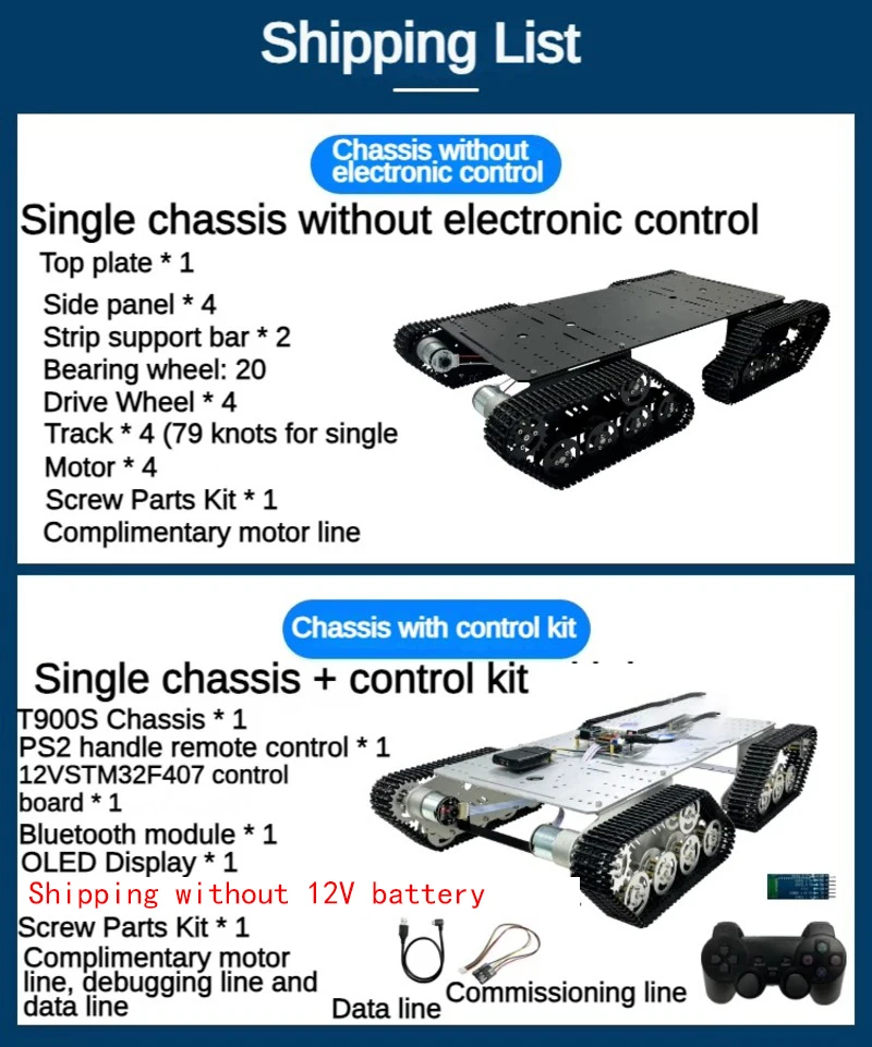 هيكل خزان مجنزرة 10 كجم T900S 4WD مع محرك تشفير منصة روبوت ROS لـ STM32 Ps2 طقم سيارة روبوت قابل للبرمجة RC