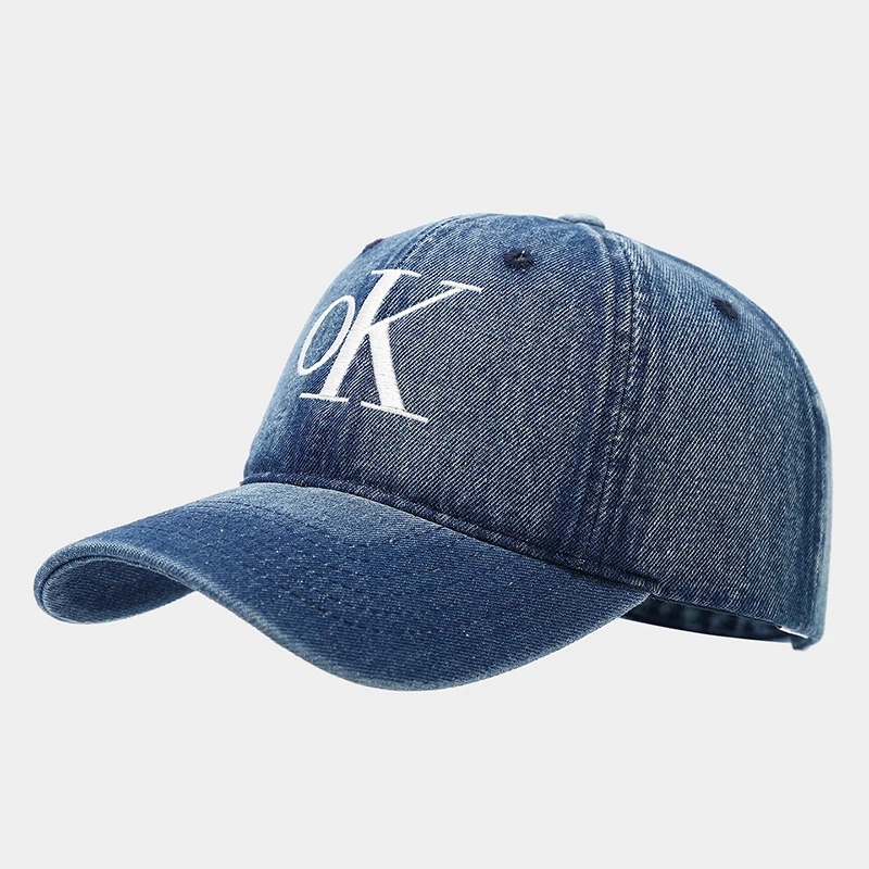 Baseball Cap Denim Jeans Latter OK Hat Men Women Summer Sun Protection Accessory For Golf Climb Fishing Outdoor Sports Spring