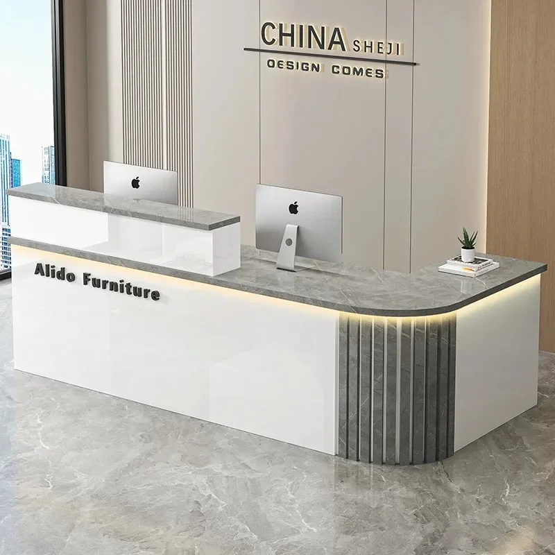 

Simple Storage Unique Reception Desk Luxury Nordic Commercial Bar Counter Classic Senior Toonbank Winkel Commercial Furniture