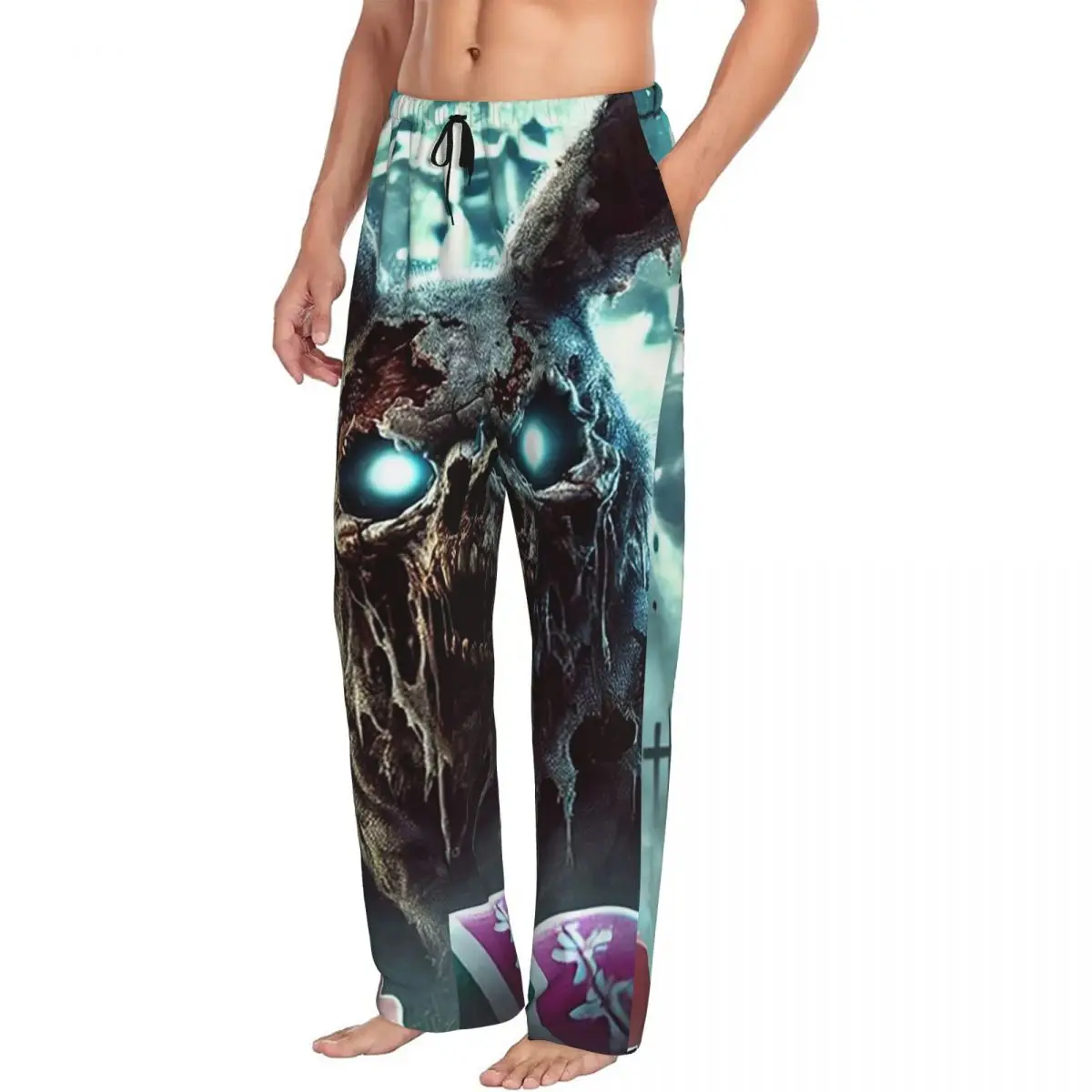 

Мужские пижамные штаны с изображением зомби-кролика The Undead, пасхальные ужасы, одежда для сна для отдыха, низ с карманами