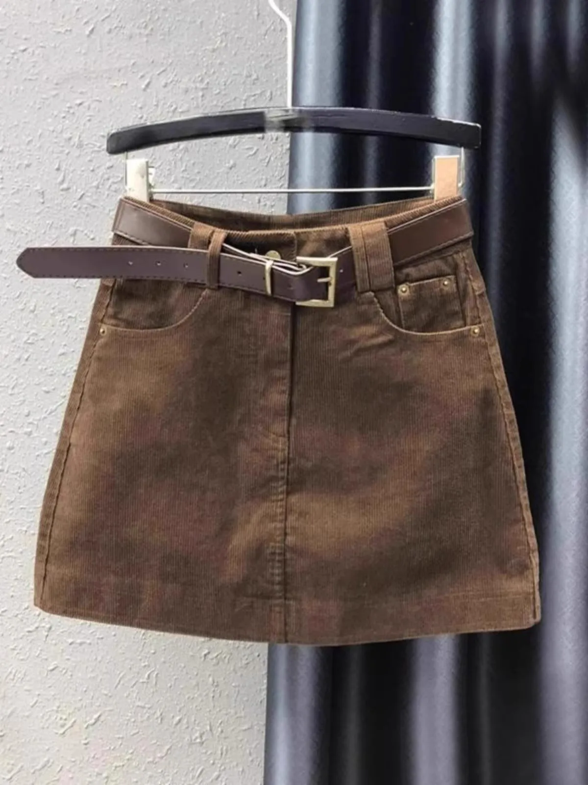 

High Waist Slimming A-Line Skirt in Corduroy for Women Autumn Winter New Arrival Faionable Ele Sle