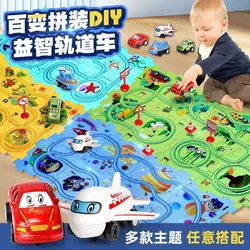 Rompecabezas para niños, ensamblaje DIY de tranvía eléctrico, pista automática, escena de la ciudad, construcción de rompecabezas para niños
