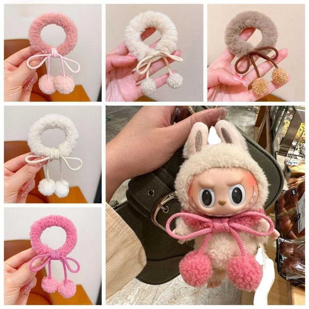 Voor 17 cm Labubu Pop outfit Haarband Paardenstaart Haarband Sjaal Cartoon Kawaii Creatieve Pop Accessoires