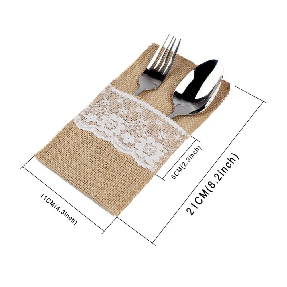 

10 Pcs Cutlery Bag Wedding Utensil Holder Large White Tableware Silverware Travel