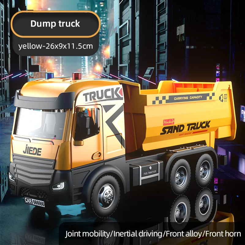 Dump Truck Alloy+Plastic Diecast Model Engineering Transport Play Vehicles Toys Sound Light Pull Back Collection Gift For Kids