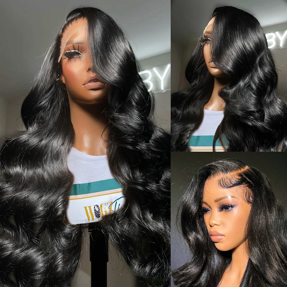 Perruque Lace Front Wig Body Wave Brésilienne Naturelle, Cheveux Humains, 4x4, 5x5, 13x6 HD, Pre-Plucked, 40 Pouces, pour Femme