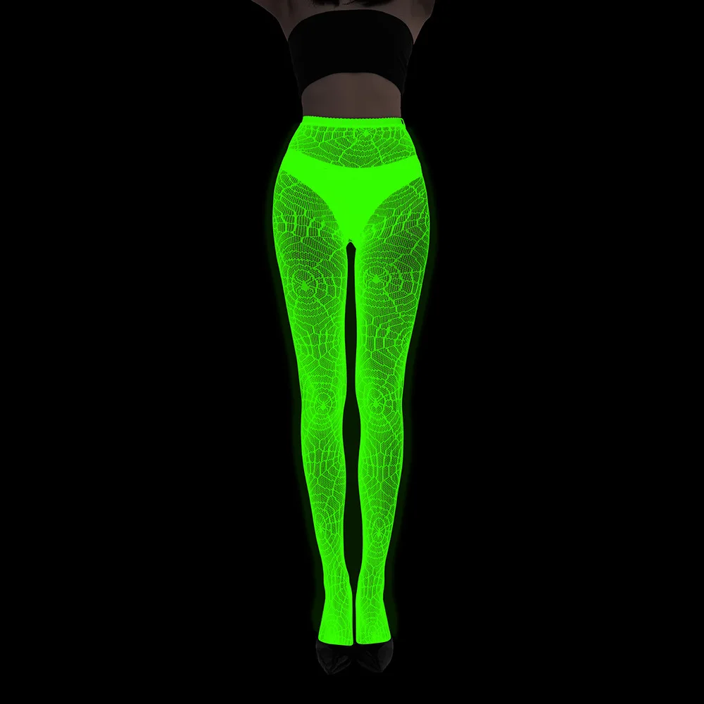 

Колготки в сеточку, ажурные колготки с розами, ажурные колготки с розовым узором, светящиеся в темноте колготки для Хэллоуина, костюмированной вечеринки