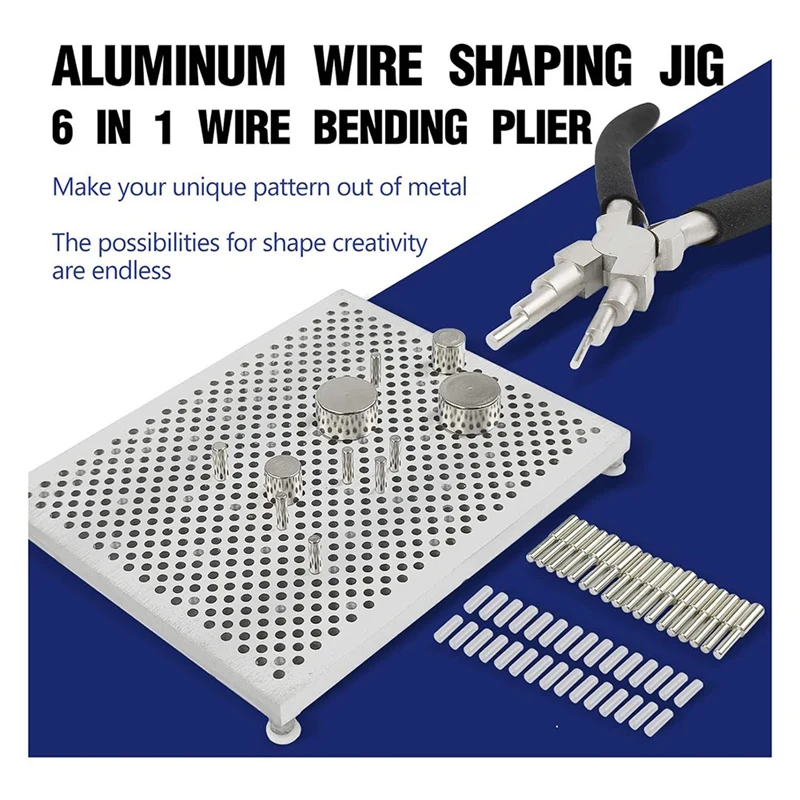 AOAO Kit Jig manik-manik kawat generasi kedua dengan Tang Bending OK kawat 6 dalam 1 dan pin logam, alat pembuat desain perhiasan