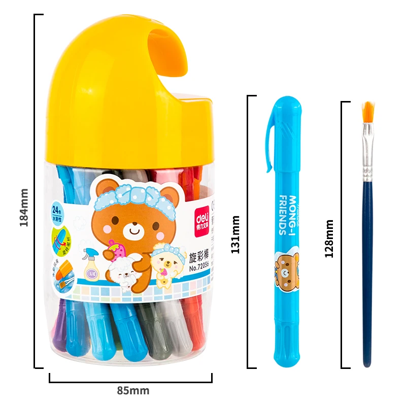 Deli Pastéis a Óleo com Gabinete Plástico, Cera Crayon, Caneta Cor, Lápis Pintura, Presente Kids, 24 Cores