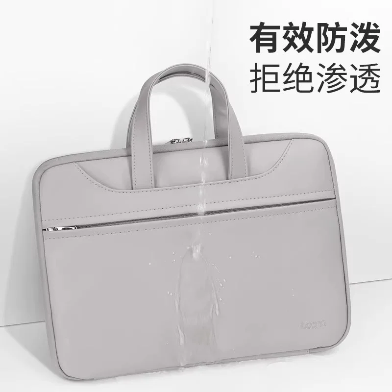 Bolsa para laptop bolsa de couro pu pasta, pacote de arquivo simples adequado para 14 16 polegadas masculino feminino computador tablet bolsa de proteção