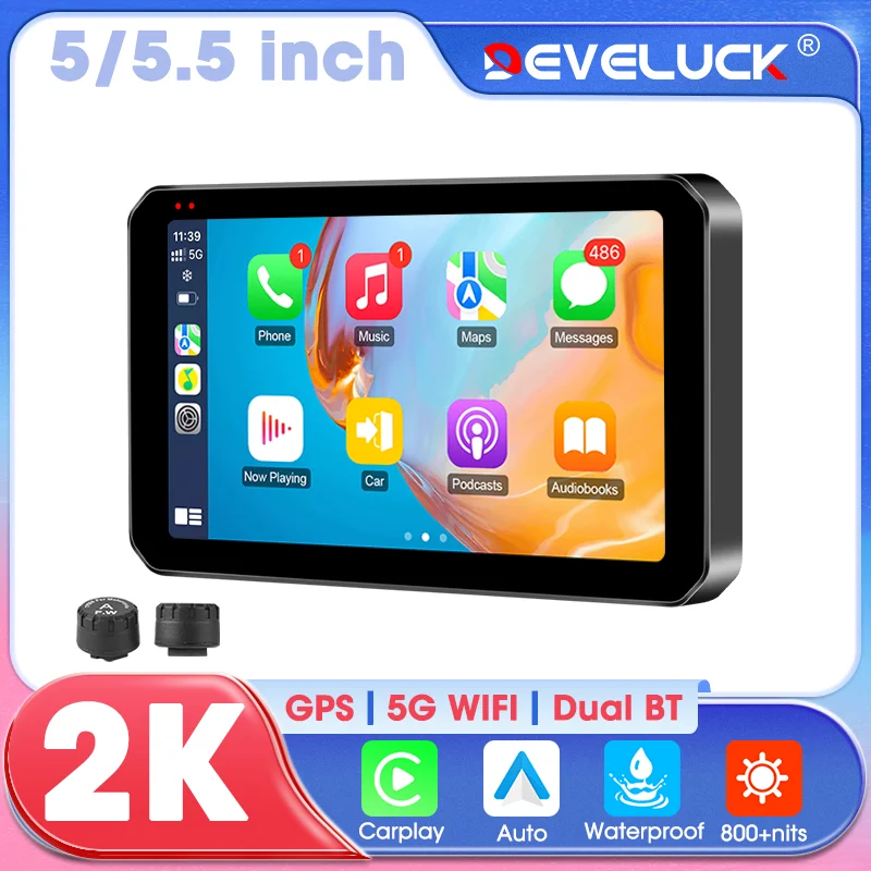 

Develuck GPS for Motorcycle CarPlay Android Auto Moto Navigation 5/5.5 inch Screen Moto Accessories Digital Motorcycle Dashboard