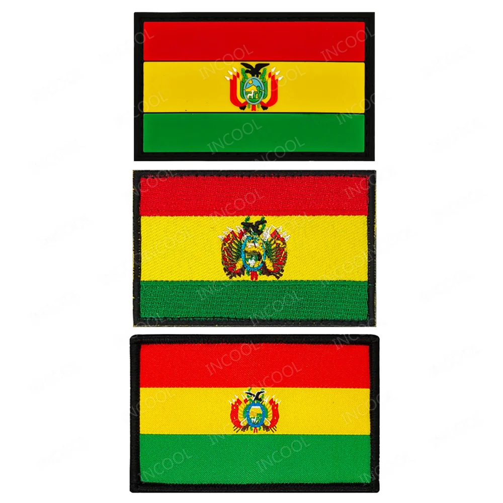 Bolivia Flag Embroidered Patches 3D PVC Rubber Bolivian Appliqued Armband Patch For Clothing Backpack Cap