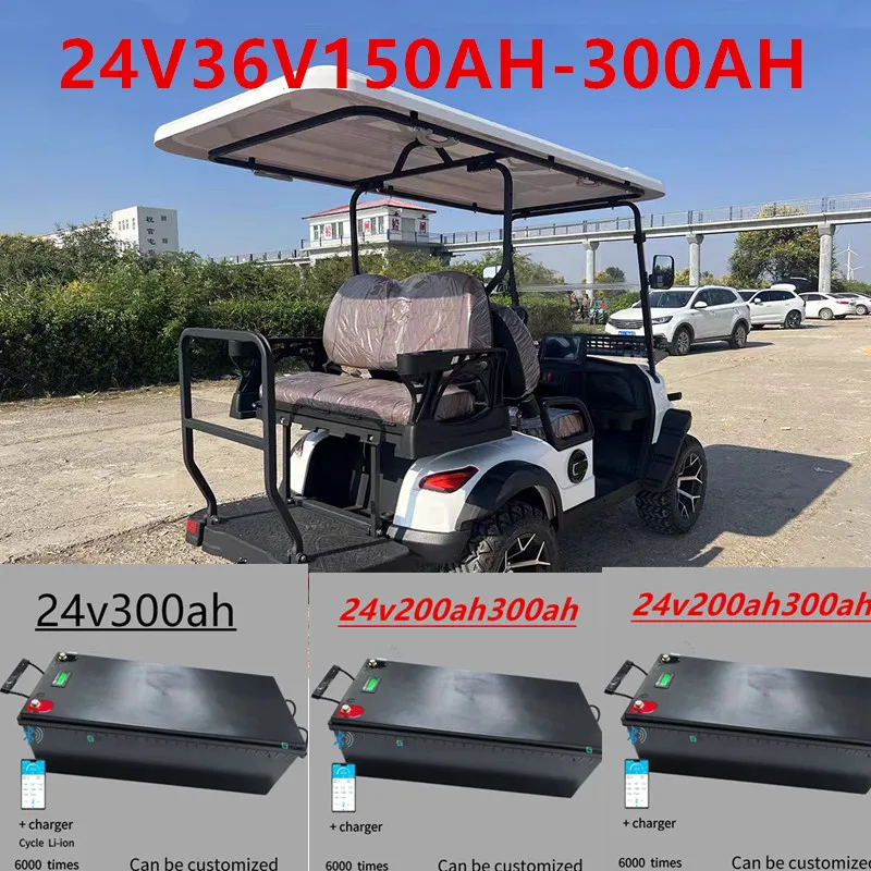 

24V36V 300AH 200AH lifepo4 lithium Battery bluetooth APP BMS for750W-2400W Inverter Solar Systems golf cart + 20A Charger