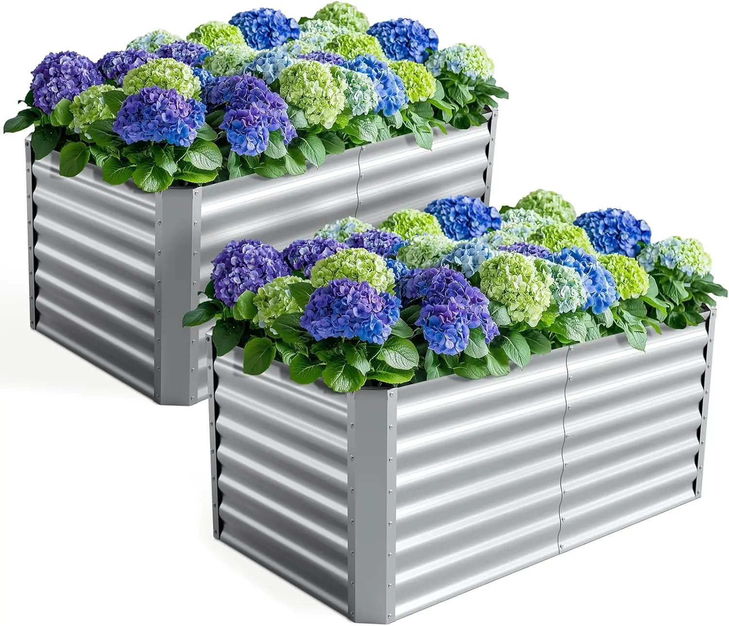 4X2X2ft (2 Pack) Galvanized Raised Garden Bed,Outdoor Planter Box Metal Patio Kit Planting Bed for Vegetables Flowers Herb