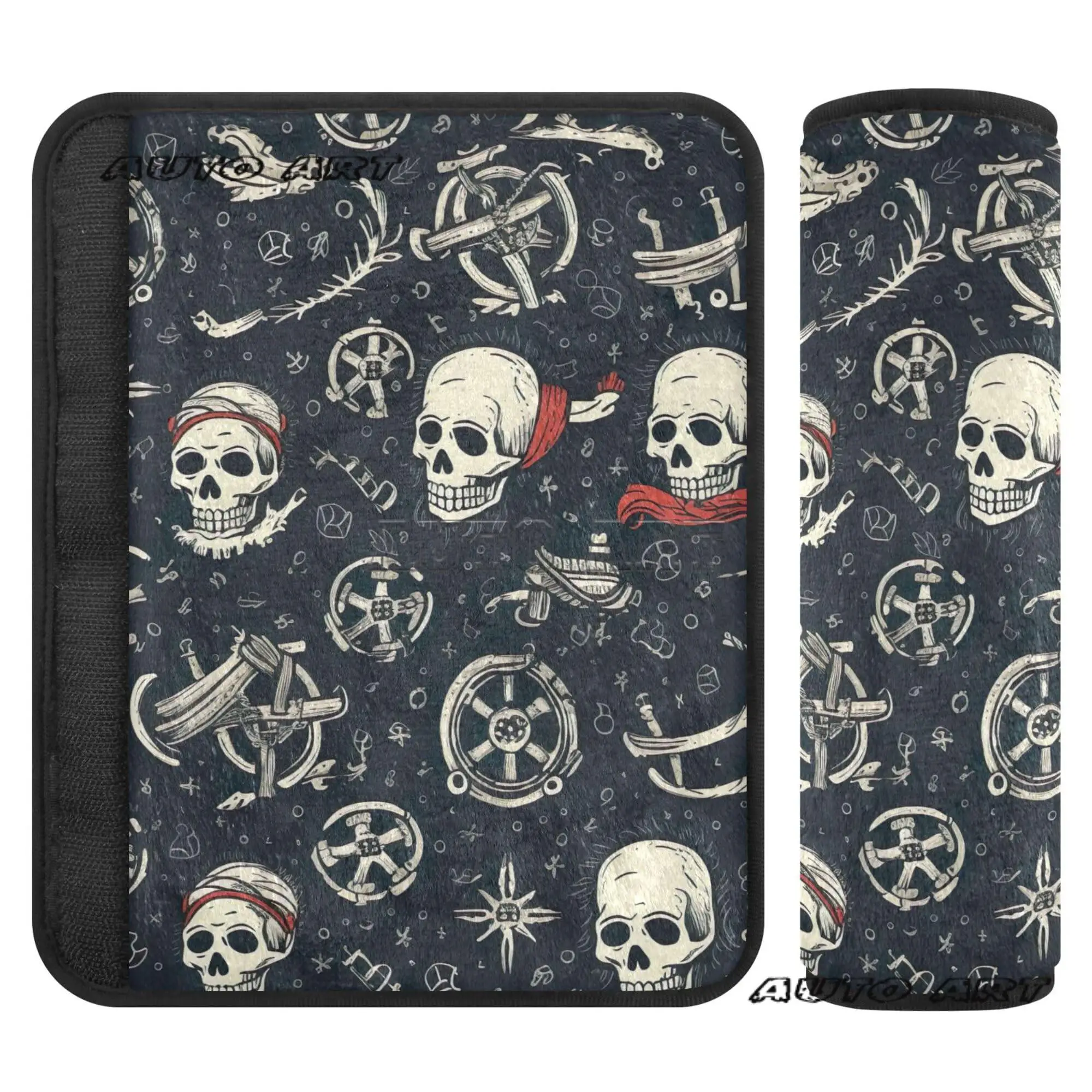 Sugar Skull Skeleton Gothic Car Seat Belt Pad Covers 2 Pack Safety Seatbelt Strap Shoulder Pads Comfort Universal