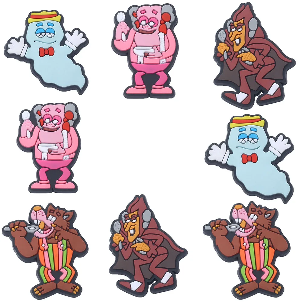 Waterproof PVC Vintage Horror Cartoon Figure Shoe Charms, Detachable Clog Shoe Decor Ornaments, Retro Spooky Monster Mini Orname