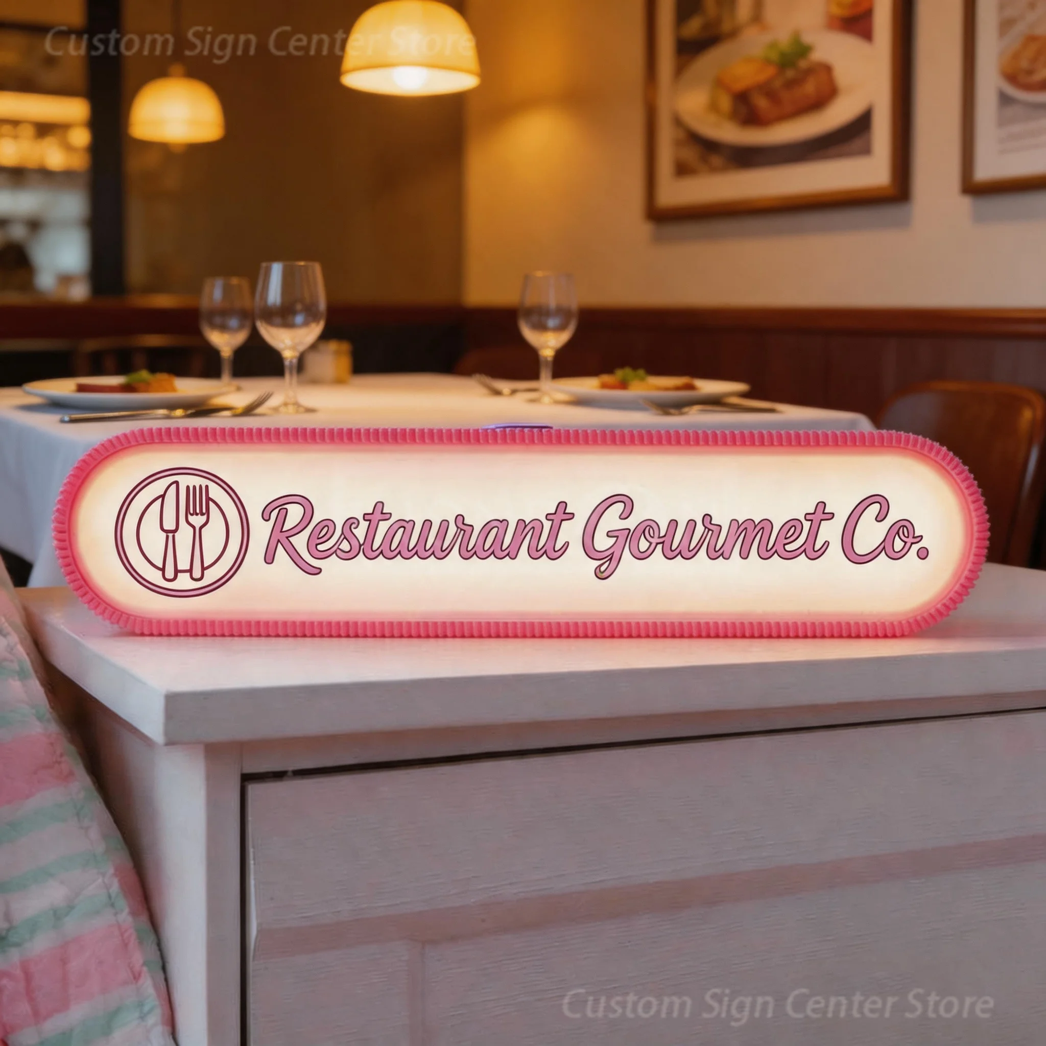 Custom Instagram Gift Lightbox Restaurant Gourmet Co. Personalized Social Media NFC Tags Nightlight for Business Influencers view 3