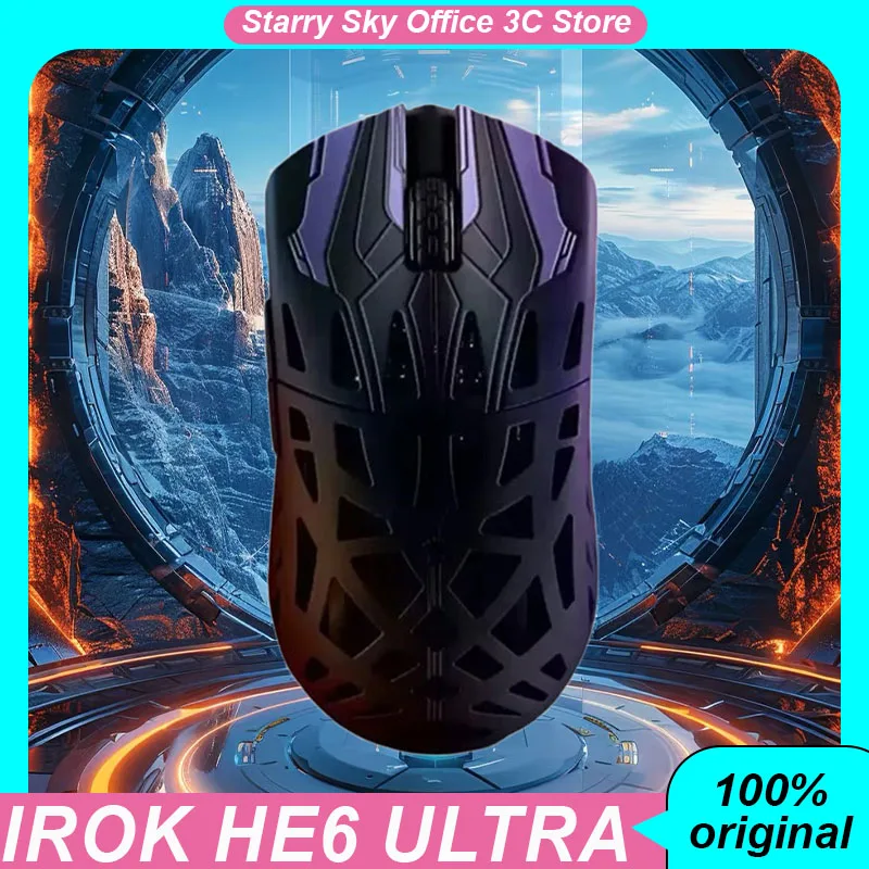 

IROK HE6 ULTRA Wireless Mouse Tri-mode Carbon Fiber Lightweight 500mAh PAW3950 PC Esports Laptop Gaming Mice PC Accessories