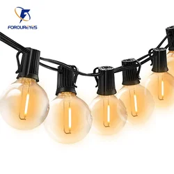 Guirnalda de luces LED para exteriores, 100/50/25 pies, 220V, G40, Bombilla de plástico, tienda de campaña, guirnalda de luces para Patio, boda, jardín, fiesta, decoración