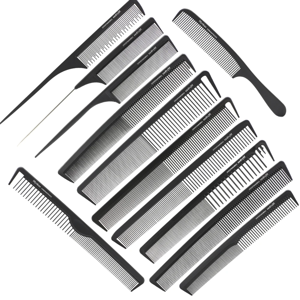 Mythus Barber Comb Haircut Professional Hairdressing Styling Comb Set Salon Hair Care Styling Tool Carbon Fiber Comb Set