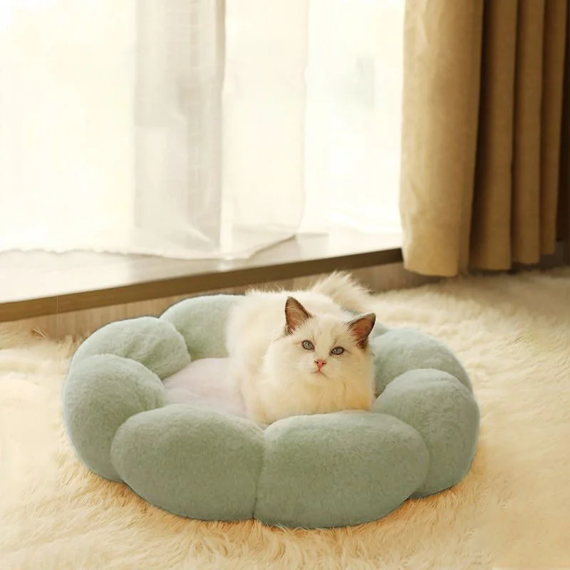 

Flower Shape Pet Bed Soft Plush Cat Dog Kennel Warm Comfortable Round Sleeping Nest for Small Medium Dogs Cats