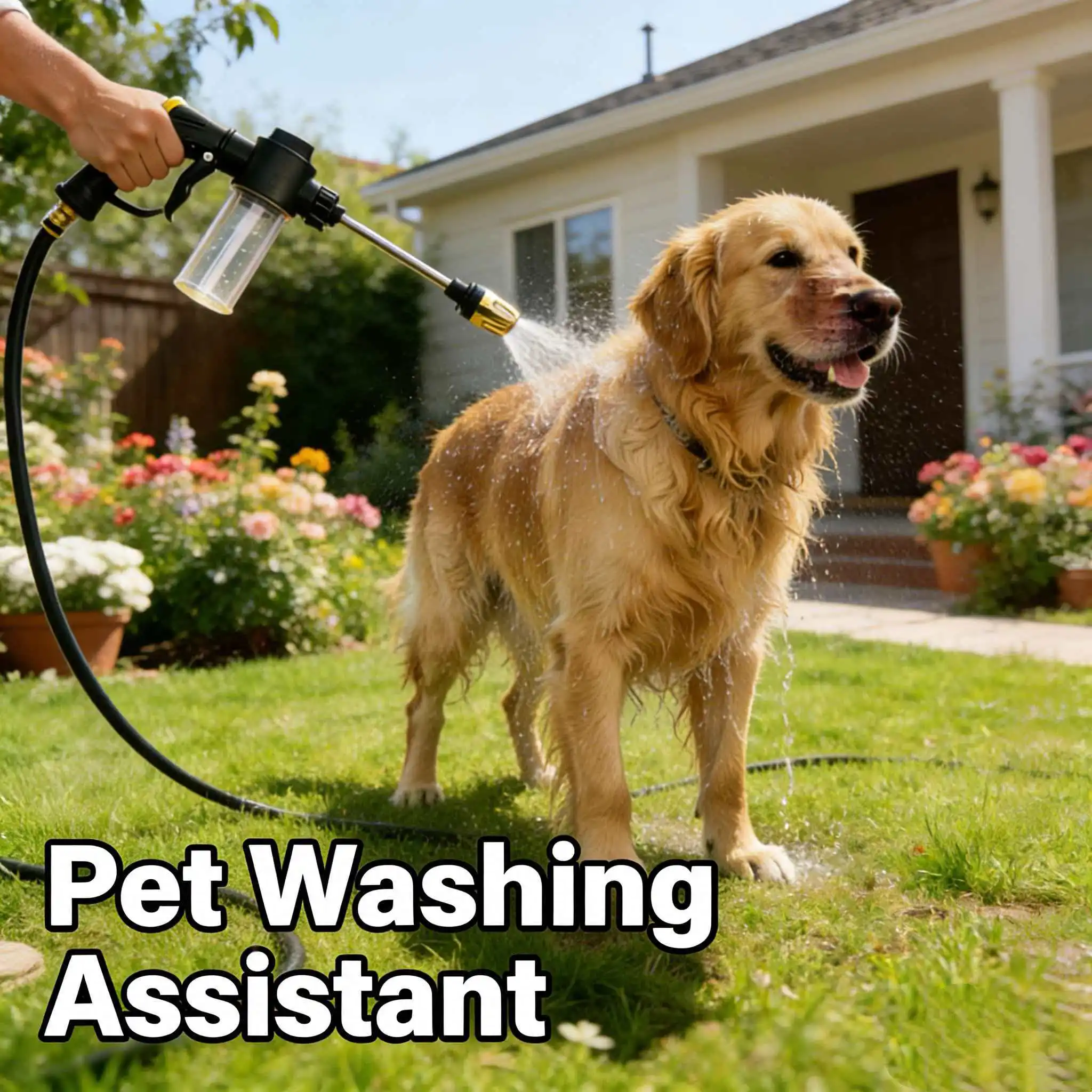 Pet Washing Assistant Foam Water Gun Garden Hose Nozzle For Dog Bathing Car Washing Patio Cleaning Sprayer With Soap Bottle