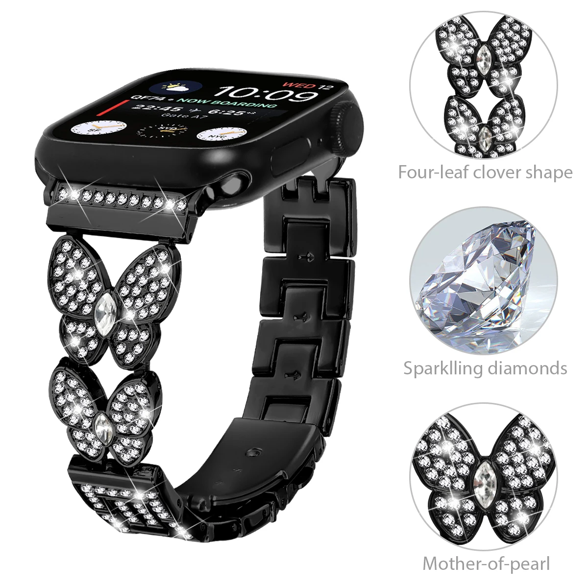 Алмазный ремешок для Apple Watch Ultra 2 Band 38 мм 46 49 мм 44 40 мм 41 45 мм Металлический браслет iWatch Series10 9 8 7 6 Se 5 Ремешок для часов