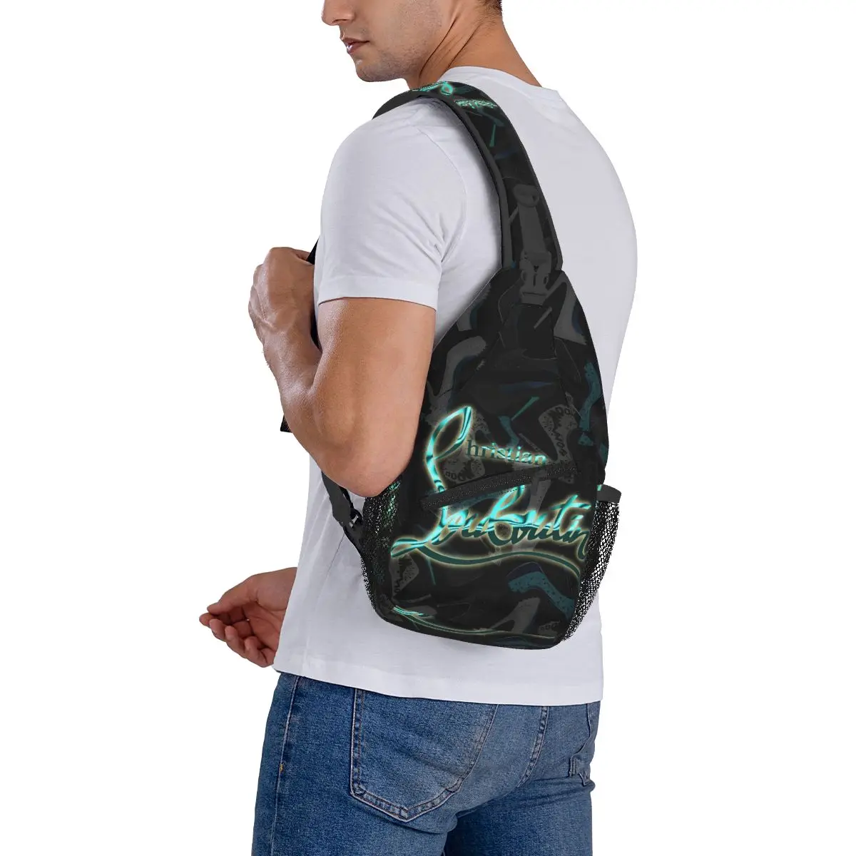 Mochila pequeña con estampado de logotipo cristiano para deportes al aire libre, bandolera de pecho y hombro, moda