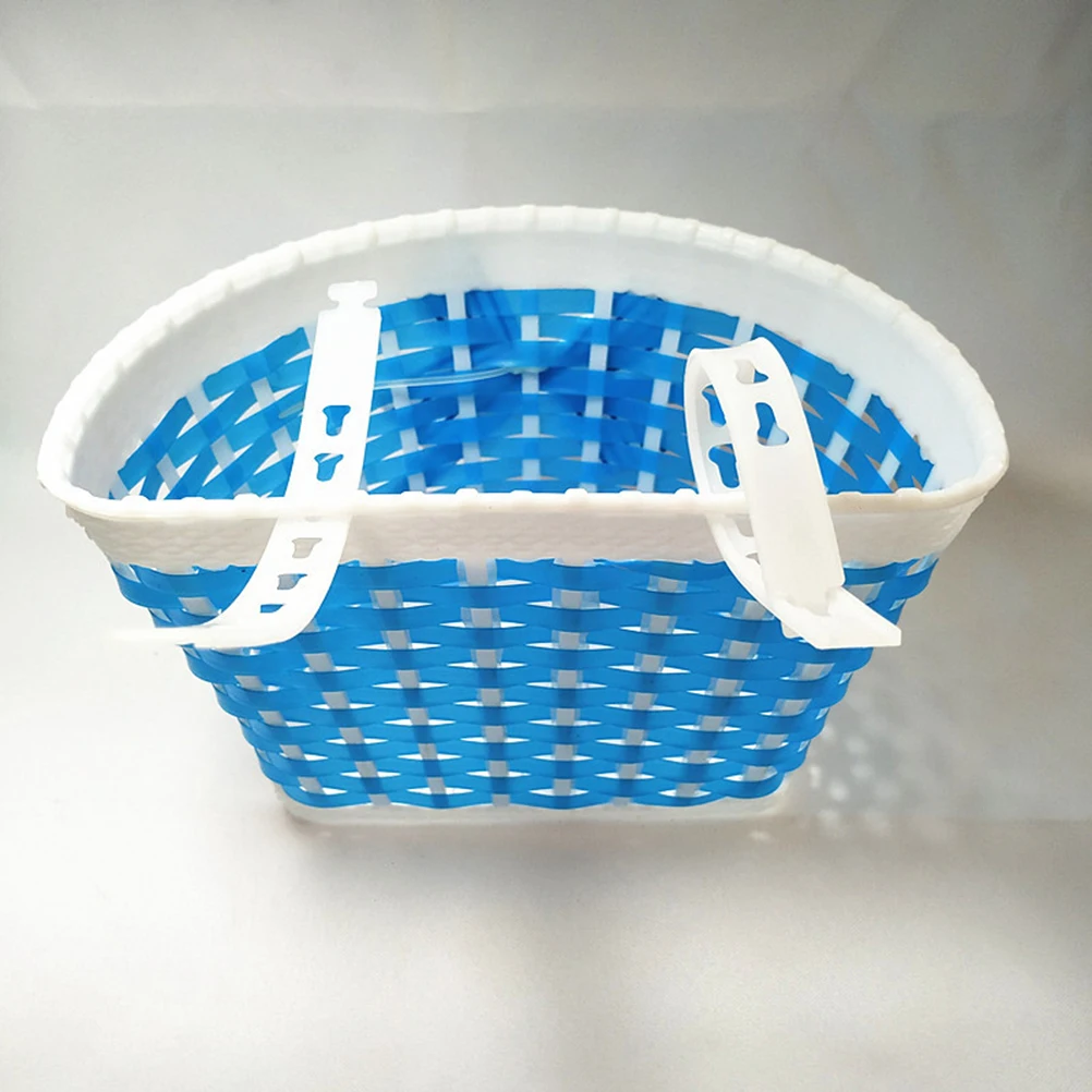 

Hand Woven Kids Bike Basket Front Adjustable Straps Release Multiple Uses for Toys Cubes Children