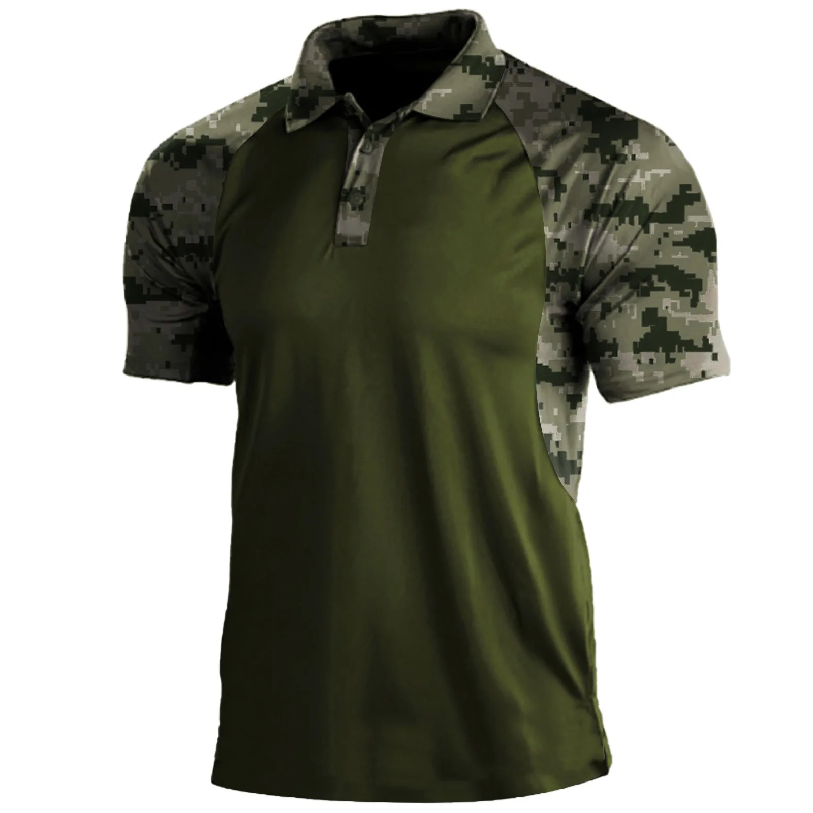 Summer Print Polo Shirts Men Fashion Camouflage Patchwork Short Sleeve Polos Outdoor Sports Fitness Tops Mens Breathable Tees