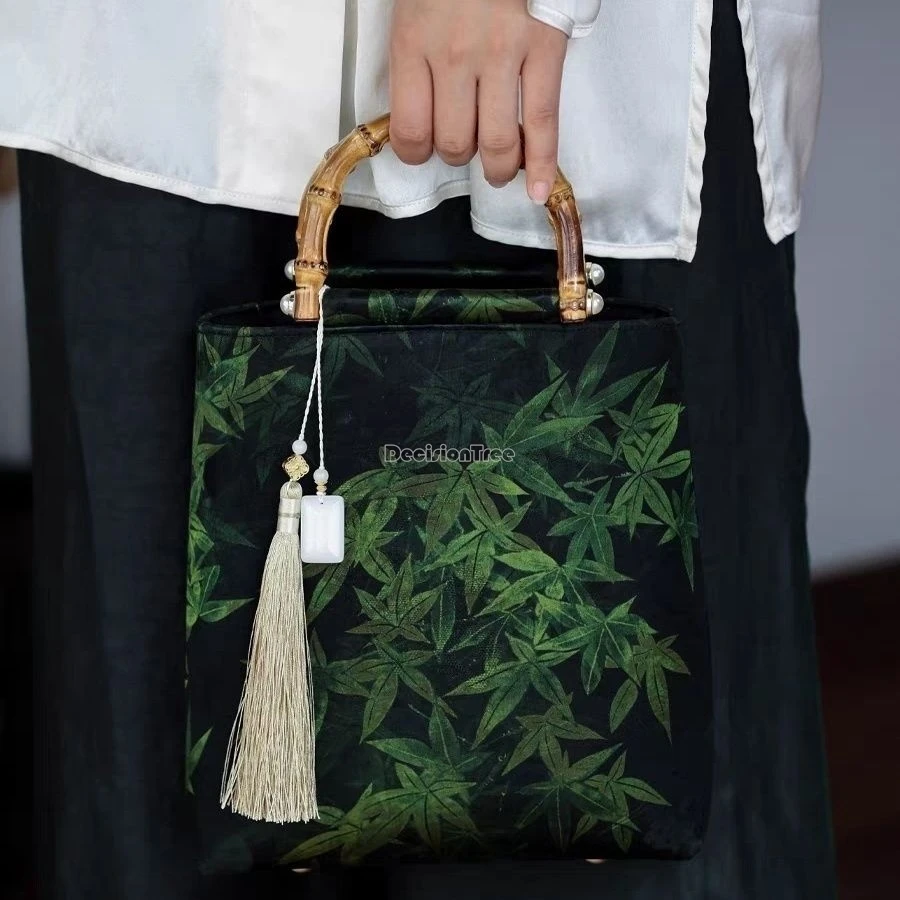 2025 baru clutch Cina cheongsam bambu tas tangan baru gaya Cina kuno hanfu wanita elegan rumbai tas aksesoris b35