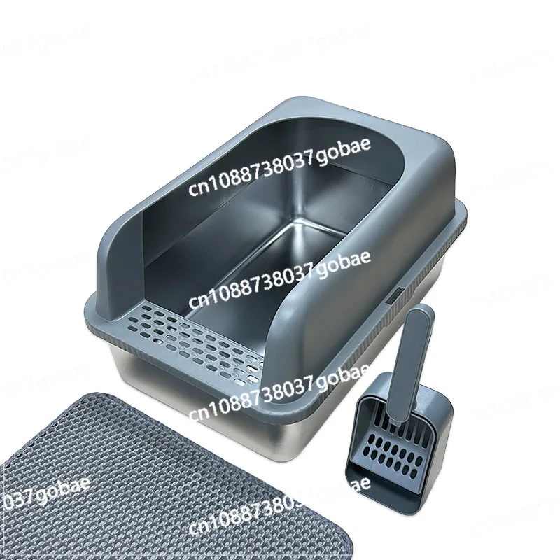 

Stainless steel cat litter basin oversized open cat toilet anti-splash cat excrement basin pet supplies