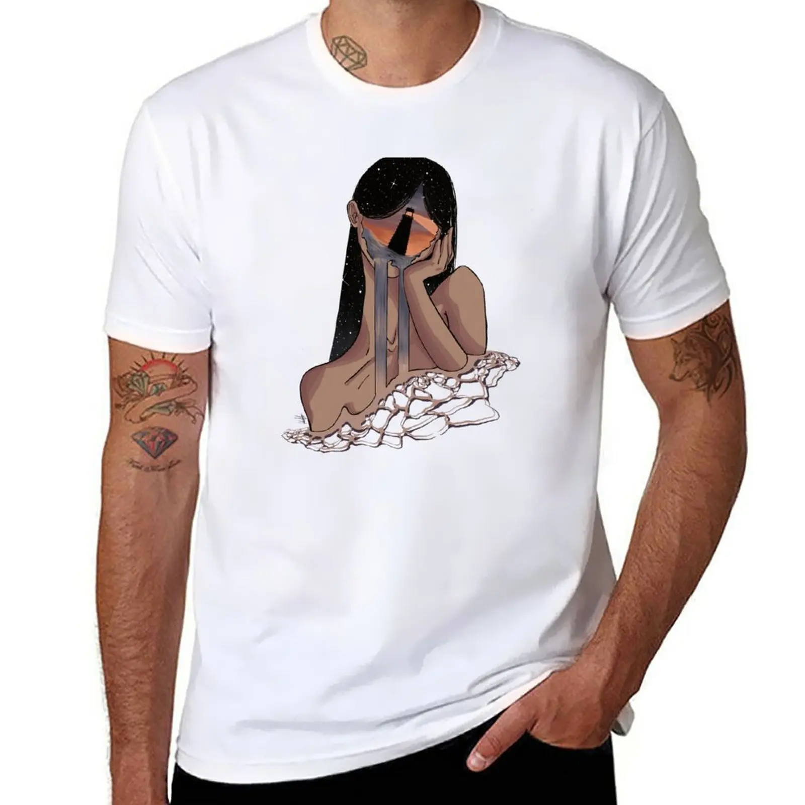 New Lost- Digital Surreal Graphic with Faceless woman and Lighthouse T-Shirt graphic t shirt t shirt man funny t shirts for men