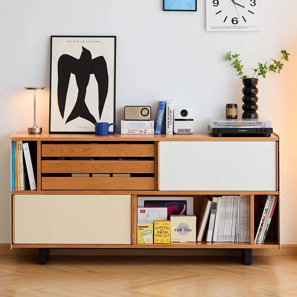 

Simple solid wood chest medieval small apartment living room storage cabinet drawer display cabinet retro dining