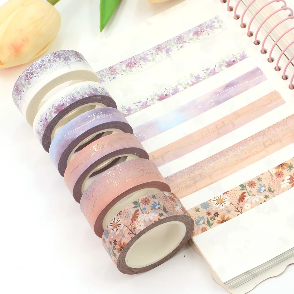 

2023 NEW 1PC. 10M Decorative Gold and Silver Foil Hearts Floral Valentine Masking Washi Tape Set Cute Craft Journaling Papeleria