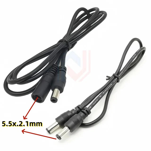 Przedłużacz zasilania DC Przedłużacz męski i żeński DC 5,5x2,1 mm 22AWG Zasilacz Kabel DC Okrągły otwór Kabel do ładowania DC