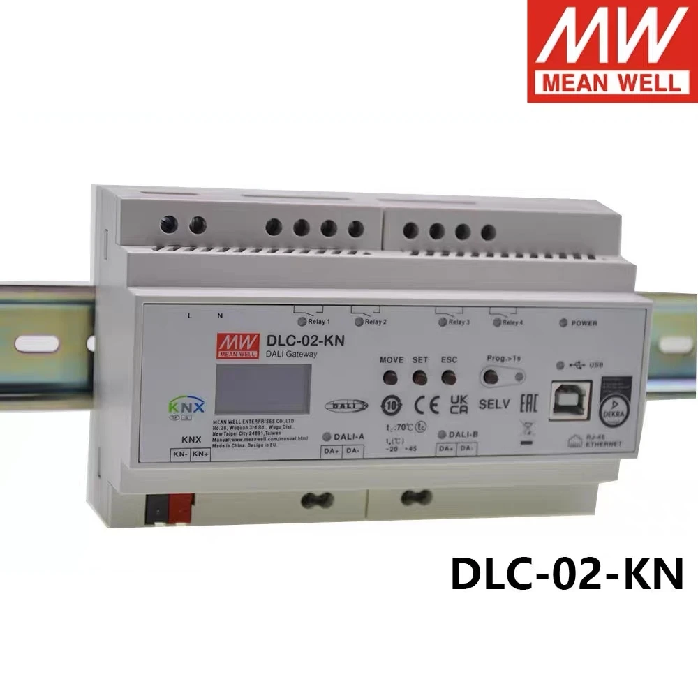 MEAN WELL DLC-02 DRC-02-KN DALI Multi-master Digital Lighting Controller with BUS Channels Support Dali2 Device Power Supply